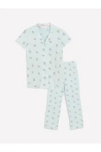 LC Waikiki Shirt Collar Patterned Short Sleeve Maternity Pajamas Set