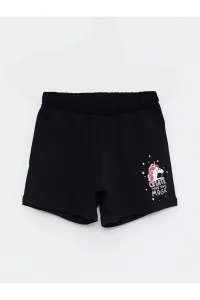 LC Waikiki Black&small Basic Girls' Shorts with an Elastic Waist