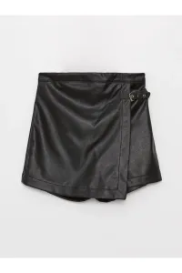LC Waikiki Girl's Elastic Waist Leather Look Short Skirt