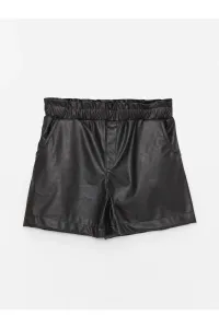 LC Waikiki Girl's Leather-Look Shorts with Elastic Waist