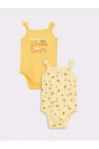 LC Waikiki Square Collar, Straps, Cotton Printed Baby Girl Body Set of 2