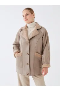 LC Waikiki Women's Jacket Collar Plain Suede Look Coat #8563582