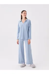 LC Waikiki Polo Neck Plain Long Sleeve Women's Pajamas Set #8583750