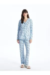 LC Waikiki Women's Shirt Collar Printed Long Sleeve Pajamas Set