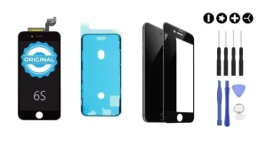 MULTIPACK - ORIGINAL Černý LCD displej pro iPhone 6S + LCD adhesive (lepka pod displej) + 3D ochranné sklo + sada nářadí