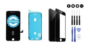 MULTIPACK - ORIGINAL Černý LCD displej pro iPhone 8 + LCD adhesive (lepka pod displej) + 3D ochranné sklo + sada nářadí