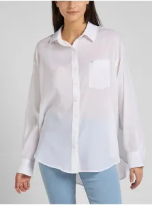 Biela dámska voľná košeľa s predĺženou zadnou časťou Lee