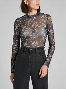 Čierne dámske priesvitné kvetované tričko Lee Printer #730622
