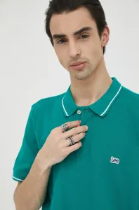 Bavlnené polo tričko Lee zelená farba, s nášivkou