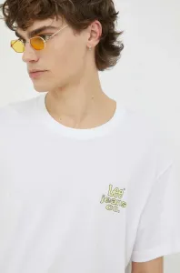 Bavlnené tričko Lee biela farba, s potlačou #8660739