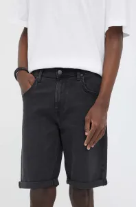 Rifľové krátke nohavice Lee pánske, čierna farba