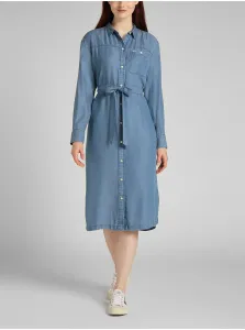 Modré dámske košeľové midišaty Lee Western #735842