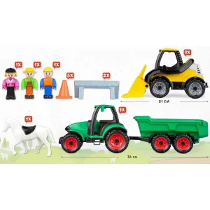 LENA Truckies set farma traktor s prívesom, nakladač s doplnkami