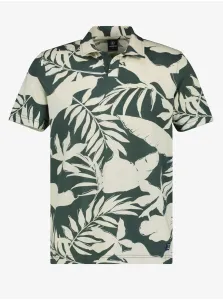 Krémovo-zelené pánske kvetované polo tričko LERROS #6866089