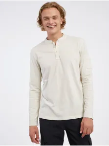 Krémové pánske tričko s dlhým rukávom LERROS