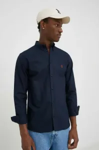 Bavlnená košeľa Les Deux pánska, tmavomodrá farba, regular, s golierom button-down #8318781