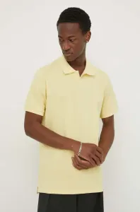 Bavlnené polo tričko Les Deux žltá farba, jednofarebný