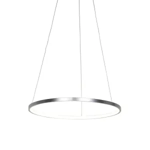 Moderné kruhové závesné svietidlo strieborné 60 cm vrátane LED - Anella