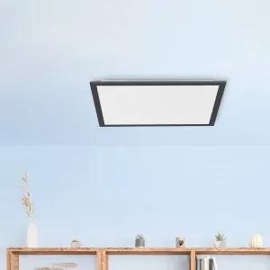 Stropné LED svetlo Flat, CCT, čierna, 45 x 45 cm