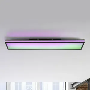 LED stropné svietidlo Mario, CCT, RGB, 100x25cm, čierne