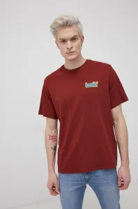 Bavlnené tričko Levi's bordová farba, jednofarebné