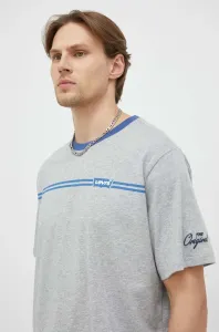 Bavlnené tričko Levi's šedá farba, s potlačou
