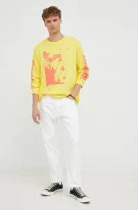 Bavlnené tričko s dlhým rukávom Levi's žltá farba, s potlačou #246482