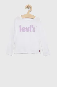 Detská bavlnená košeľa s dlhým rukávom Levi's biela farba,
