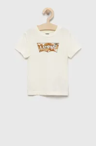 Detské bavlnené tričko Levi's béžová farba, s potlačou #8137785