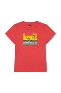 Detské bavlnené tričko Levi's červená farba, s potlačou