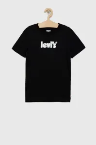 Detské bavlnené tričko Levi's čierna farba, s potlačou #8171025