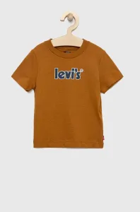 Detské bavlnené tričko Levi's hnedá farba, s potlačou #299569