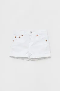 Detské rifľové krátke nohavice Levi's biela farba, jednofarebné,