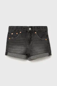 Detské rifľové krátke nohavice Levi's čierna farba, jednofarebné, #5885213