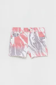 Detské rifľové krátke nohavice Levi's fialová farba, vzorované, nastaviteľný pás