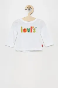 Detské tričko s dlhým rukávom Levi's biela farba,
