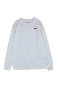 Detské tričko s dlhým rukávom Levi's biela farba, jednofarebné #5232755