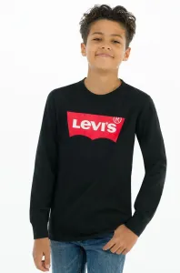 Detské tričko s dlhým rukávom Levi's čierna farba, s potlačou #174002