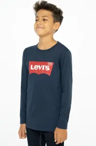 Detské tričko s dlhým rukávom Levi's tmavomodrá farba, s potlačou