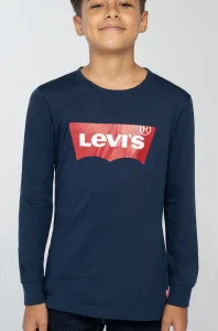 Detské tričko s dlhým rukávom Levi's tmavomodrá farba, s potlačou #174004