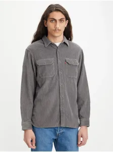 Manšestrová košeľa Levi's pánska, šedá farba, voľný strih, s klasickým golierom
