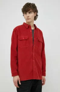 Manšestrová košeľa Levi's pánska, červená farba, voľný strih, s klasickým golierom