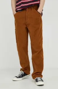 Manšestrové nohavice Levi's pánske, hnedá farba, strih cargo