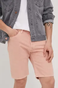 Rifľové krátke nohavice Levi's pánske, ružová farba,