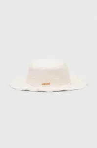 Bavlnený klobúk Levi's biela farba, bavlnený