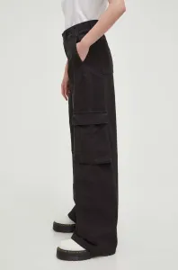 Bavlnené nohavice Levi's BAGGY CARGO čierna farba, rovné, stredne vysoký pás