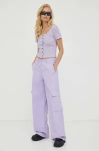 Bavlnené nohavice Levi's BAGGY CARGO fialová farba, široké, vysoký pás