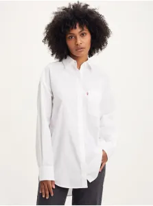 Bavlnená košeľa Levi's dámska, biela farba, voľný strih, s klasickým golierom #635447