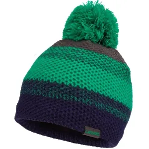 Lewro RONAN Chlapčenská pletená čiapka s brmbolcom, zelená, veľkosť