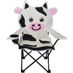 Lex Detská skladacia kempingová stolička s držiakom nápoja, kravička biela